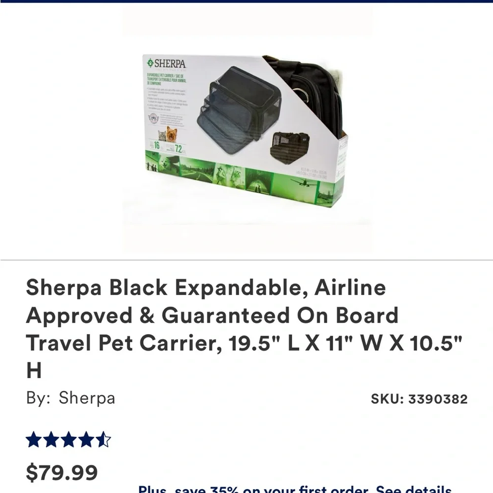 Shepra lined black pet carrier dimensions 19.5”L X 11” W 10.5” H